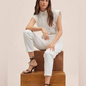 MANGO MNG | "Lara"  Denim Utility Jumpsuit | White | Small